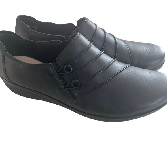 Clarks Collection Everlay Romy Slip on Loafers Womens Size 9W Black Leather New - Picture 1 of 10